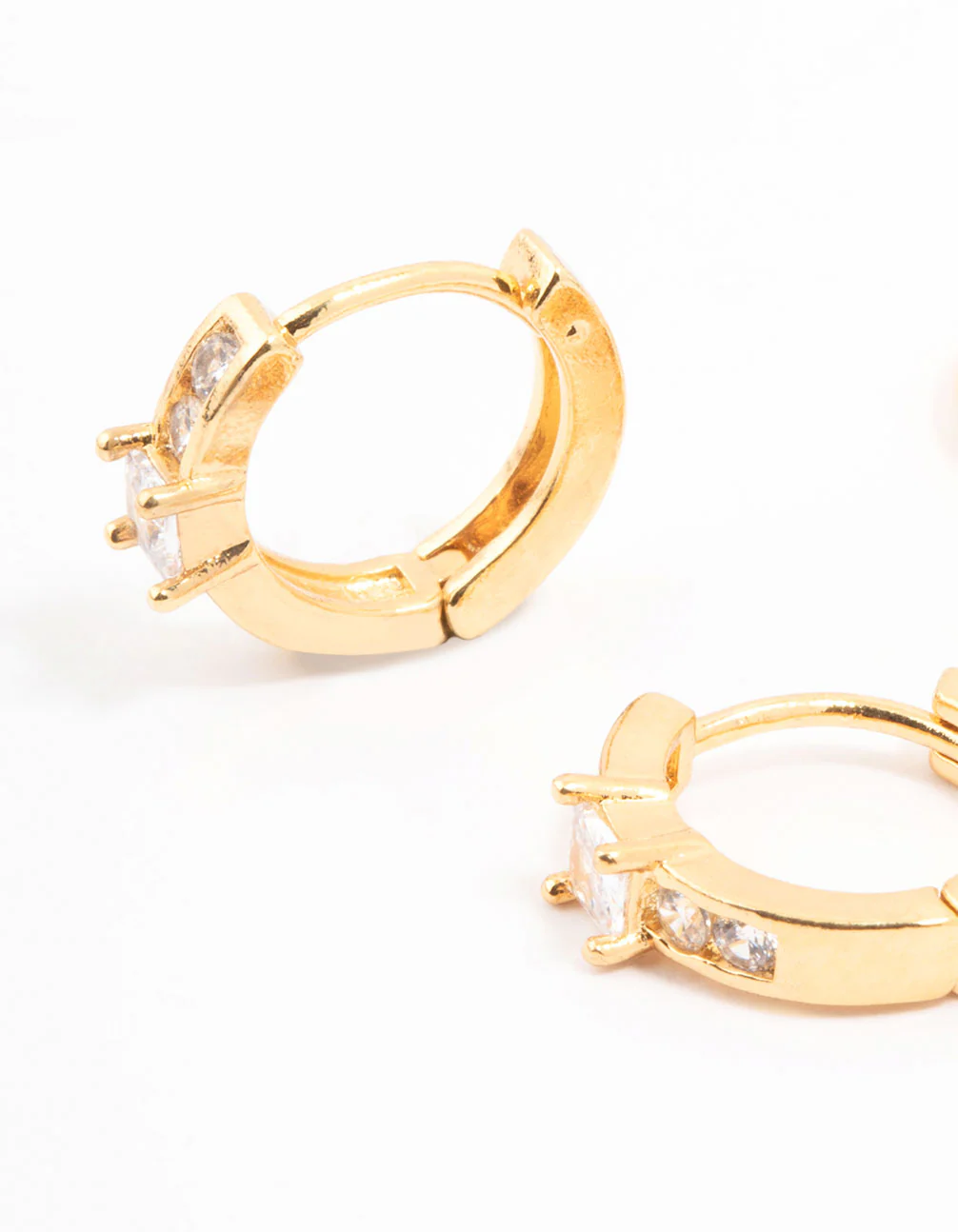 Gold Plated Cubic Zirconia & Freshwater Pearl Huggie Earrings 2-Pack - Image 2