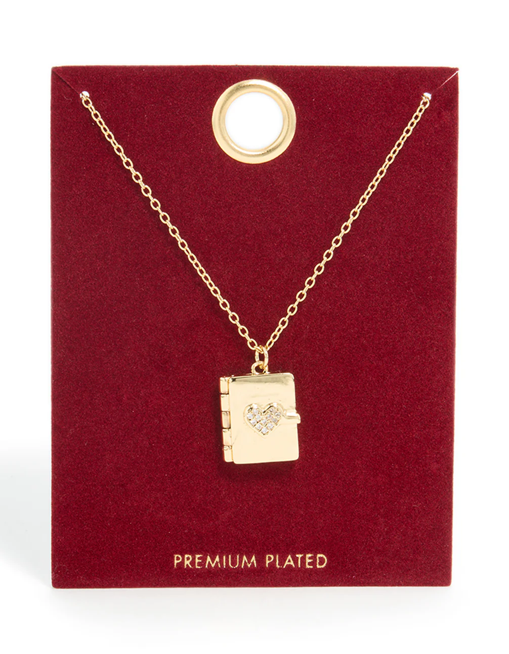 Gold Plated Cubic Zirconia Heart Locket Necklace - Image 4