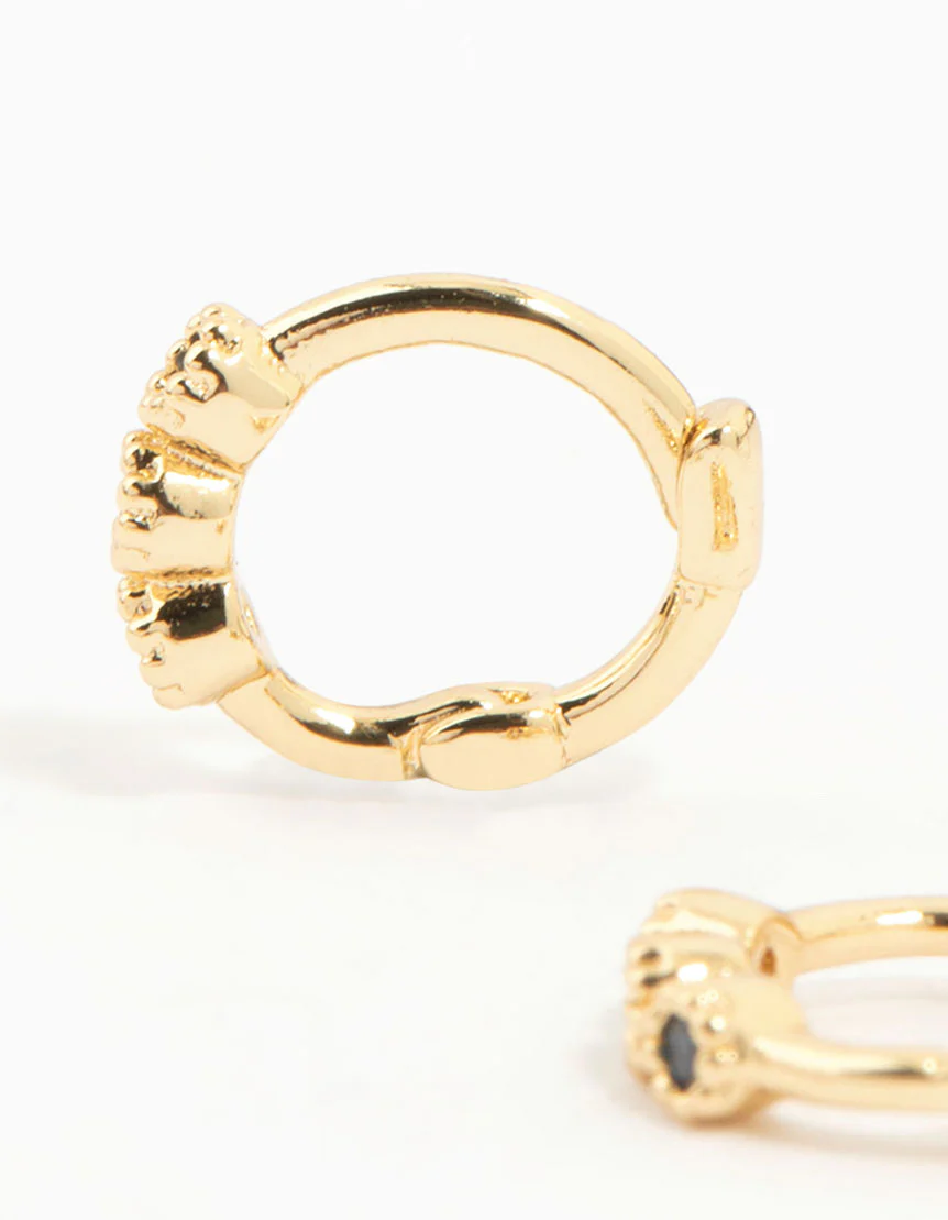 Gold Plated Cubic Zirconia Huggie Earrings 3-Pack - Image 3