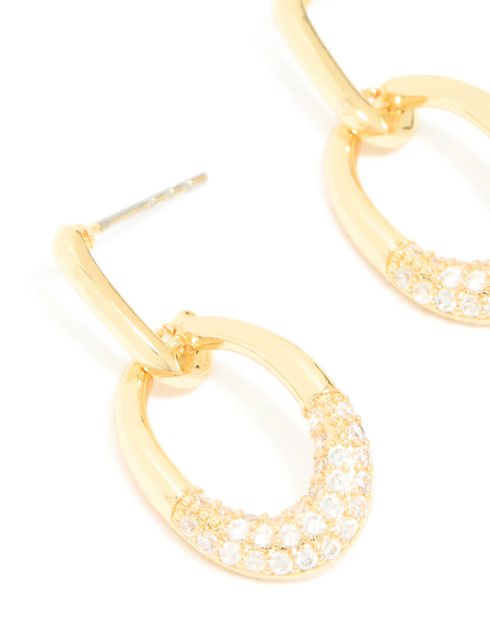 Gold Plated Cubic Zirconia Large Circle Drop Earrings - Image 4