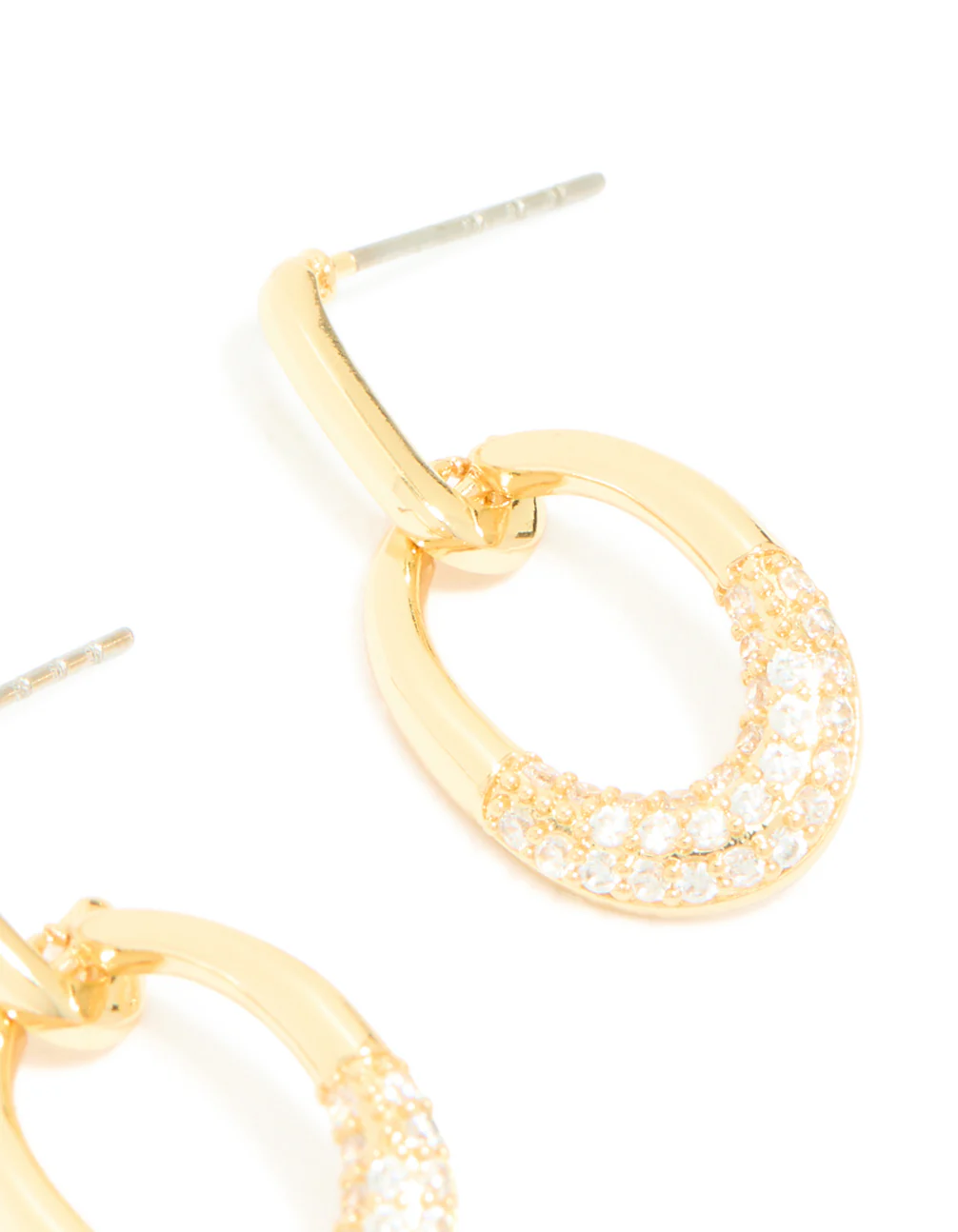 Gold Plated Cubic Zirconia Large Circle Drop Earrings - Image 5