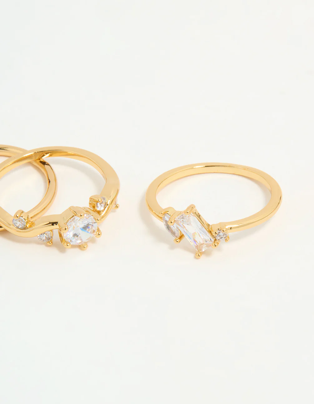 Gold Plated Cubic Zirconia Leaf Marquise Rings 4-Pack - Image 3