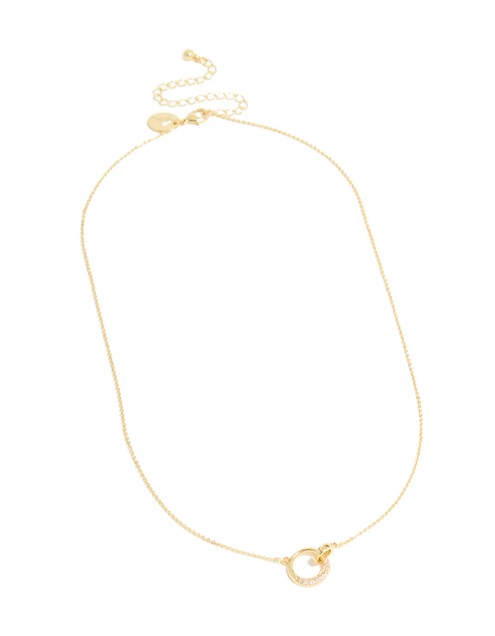 Gold Plated Cubic Zirconia Linked Circle Necklace - Image 3