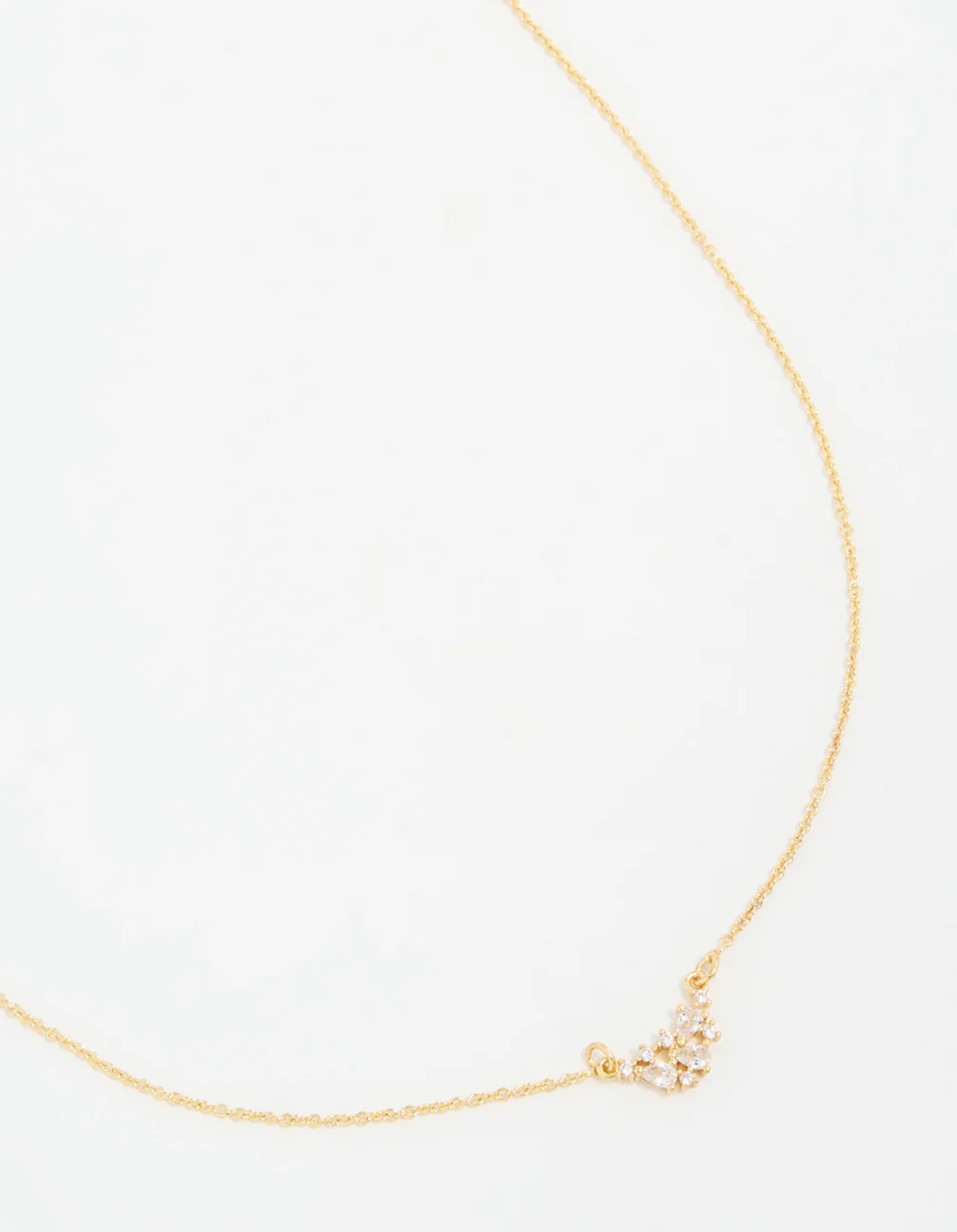 Gold Plated Cubic Zirconia Mini Pear Cluster Necklace