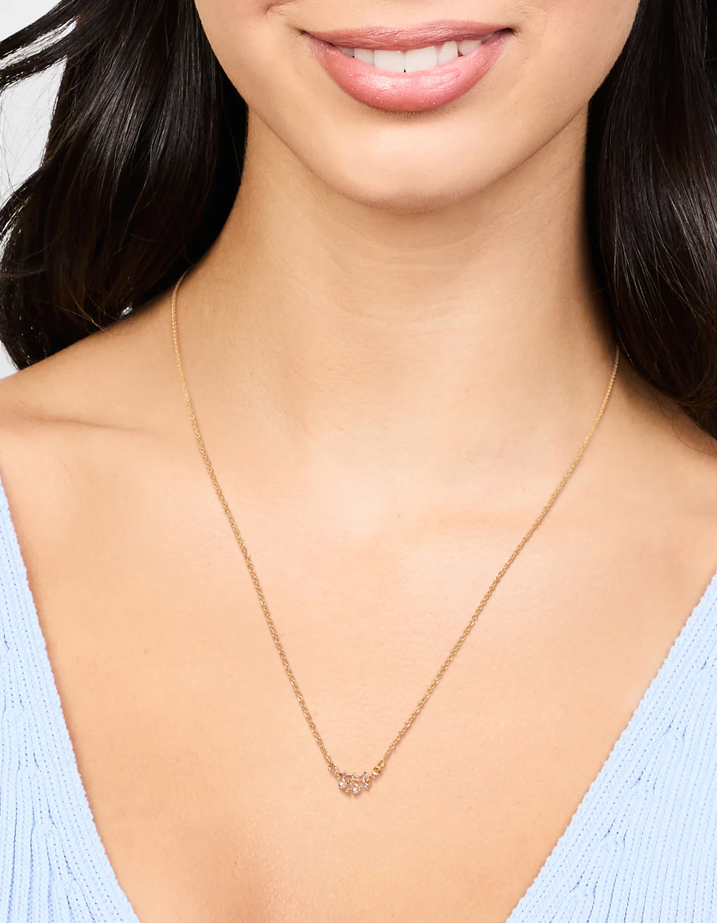 Gold Plated Cubic Zirconia Mini Pear Cluster Necklace - Image 2