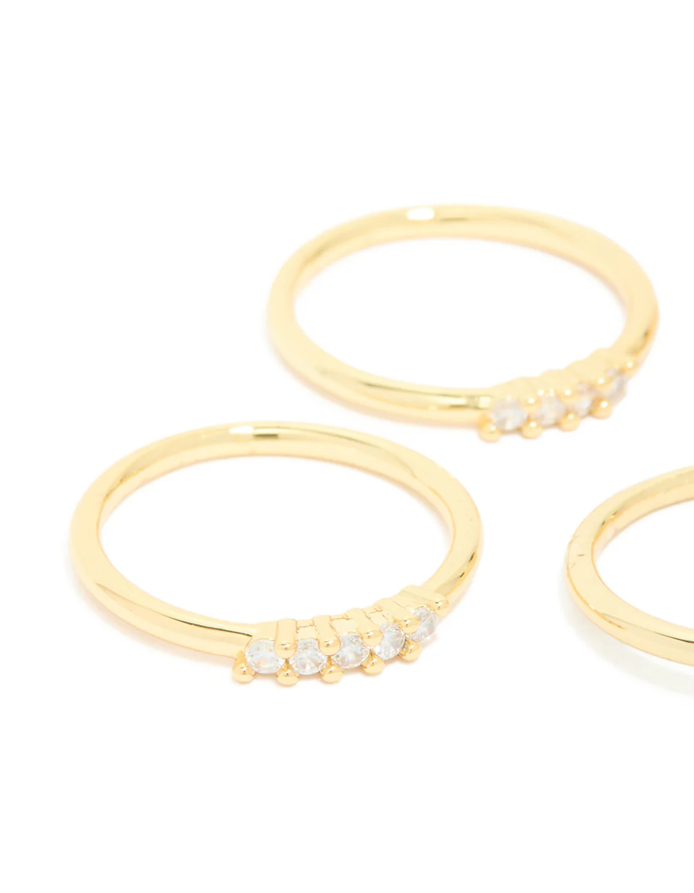 Gold Plated Cubic Zirconia & Molten Rings 5-Pack - Image 2