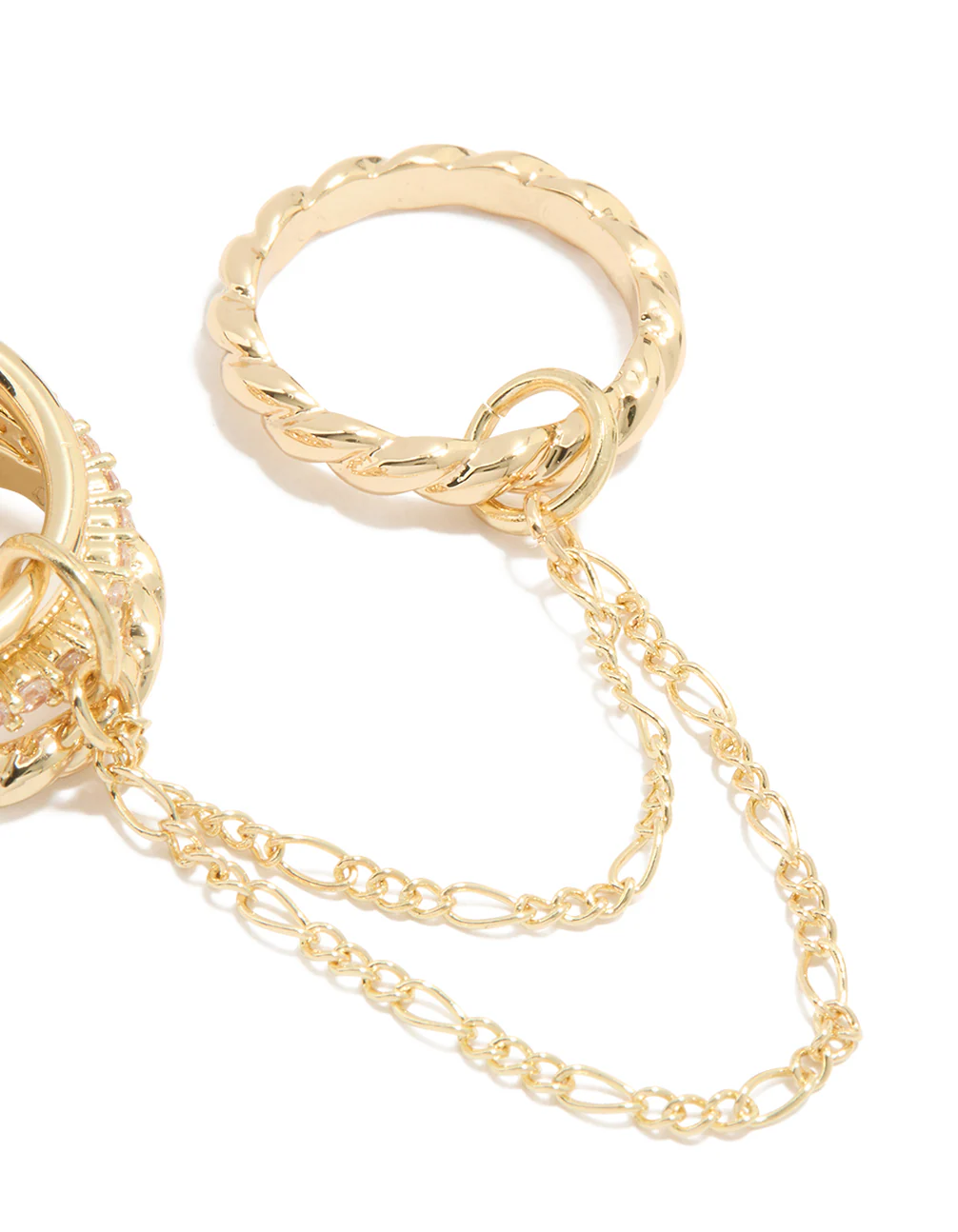 Gold Plated Cubic Zirconia Multi-Chain Connected Ring - Image 3