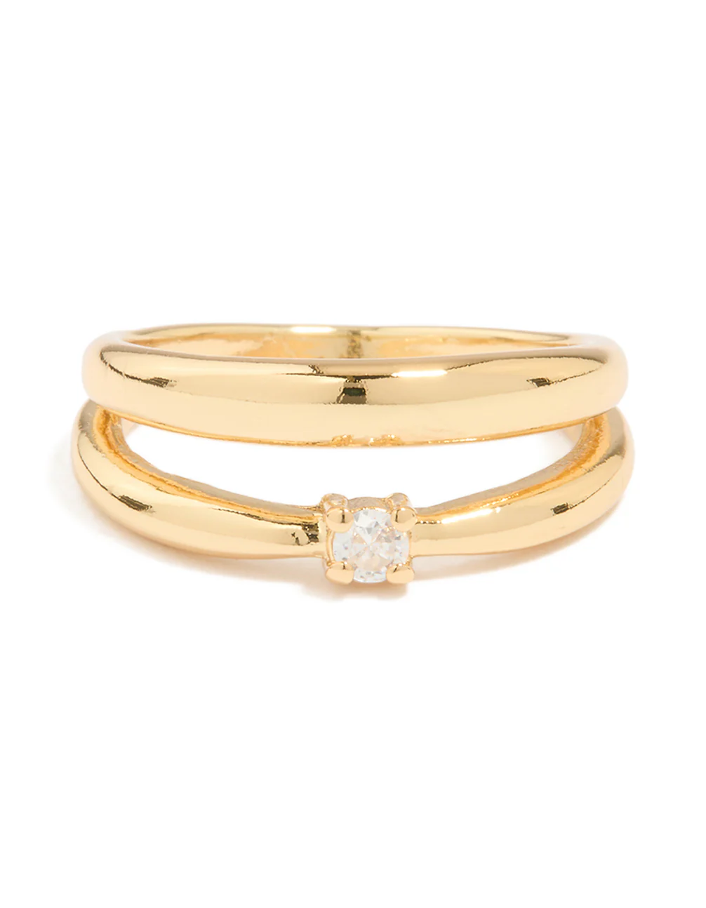 Gold Plated Cubic Zirconia Multirow Ring - Image 3