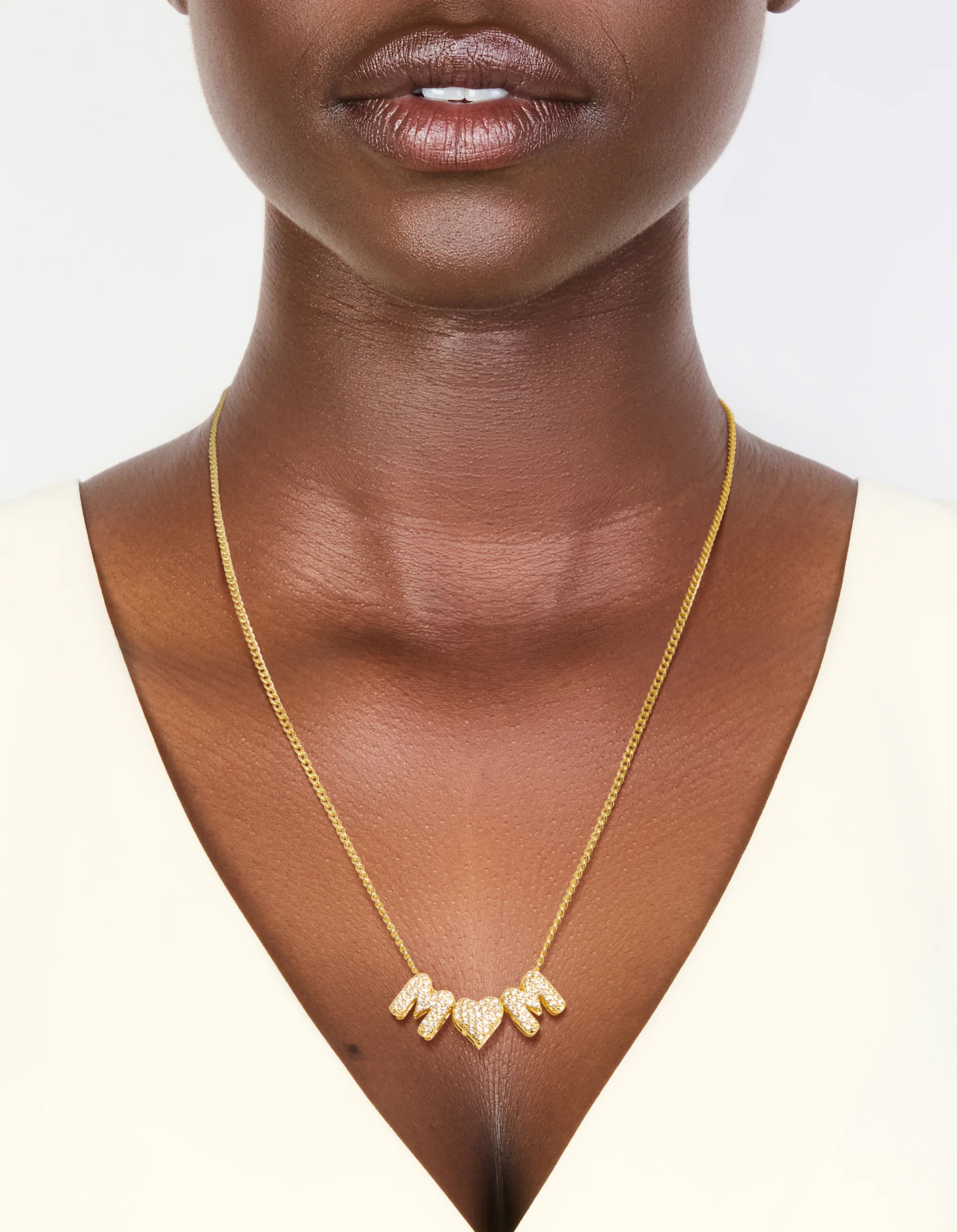 Gold Plated Cubic Zirconia Mum Heart Necklace