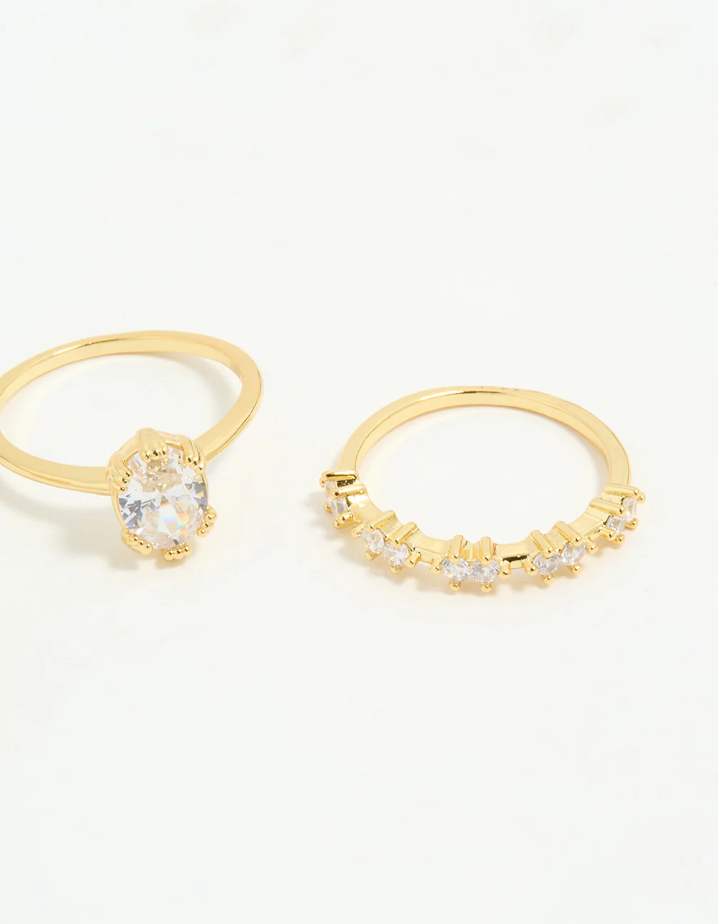 Gold Plated Cubic Zirconia Oval Stacking Rings 3-Pack - Image 3