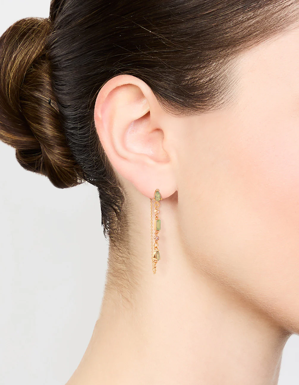 Gold Plated Cubic Zirconia Pear Huggie Earrings - Image 2