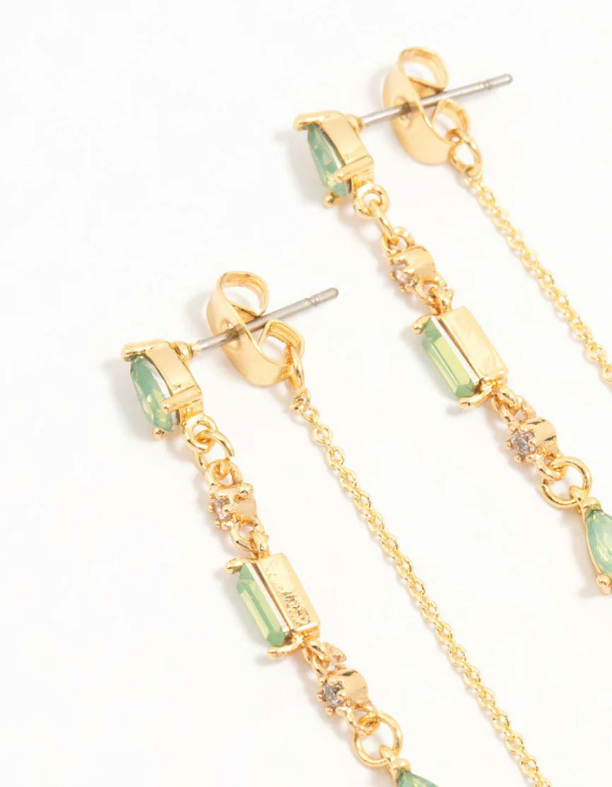 Gold Plated Cubic Zirconia Pear Huggie Earrings - Image 4