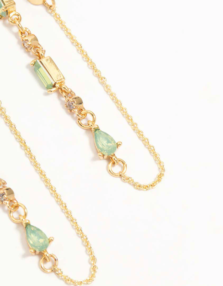 Gold Plated Cubic Zirconia Pear Huggie Earrings - Image 5