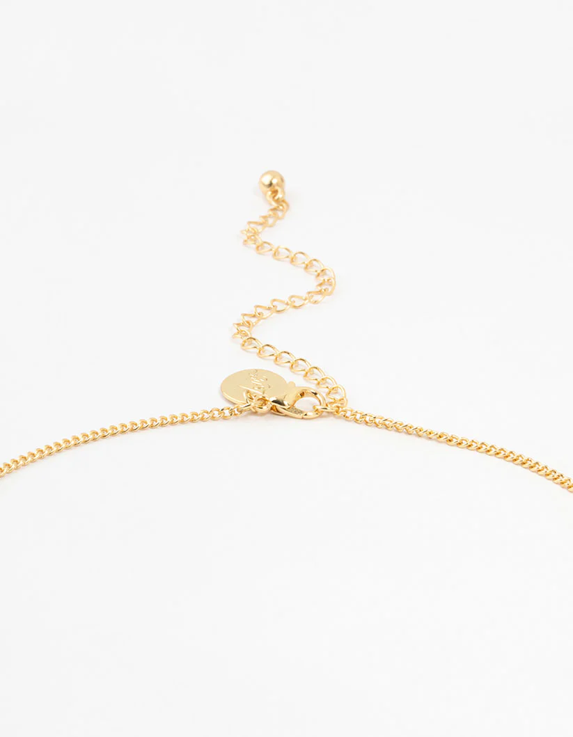 Gold Plated Cubic Zirconia Semi Precious Rose Quartz Donut Necklace - Image 3
