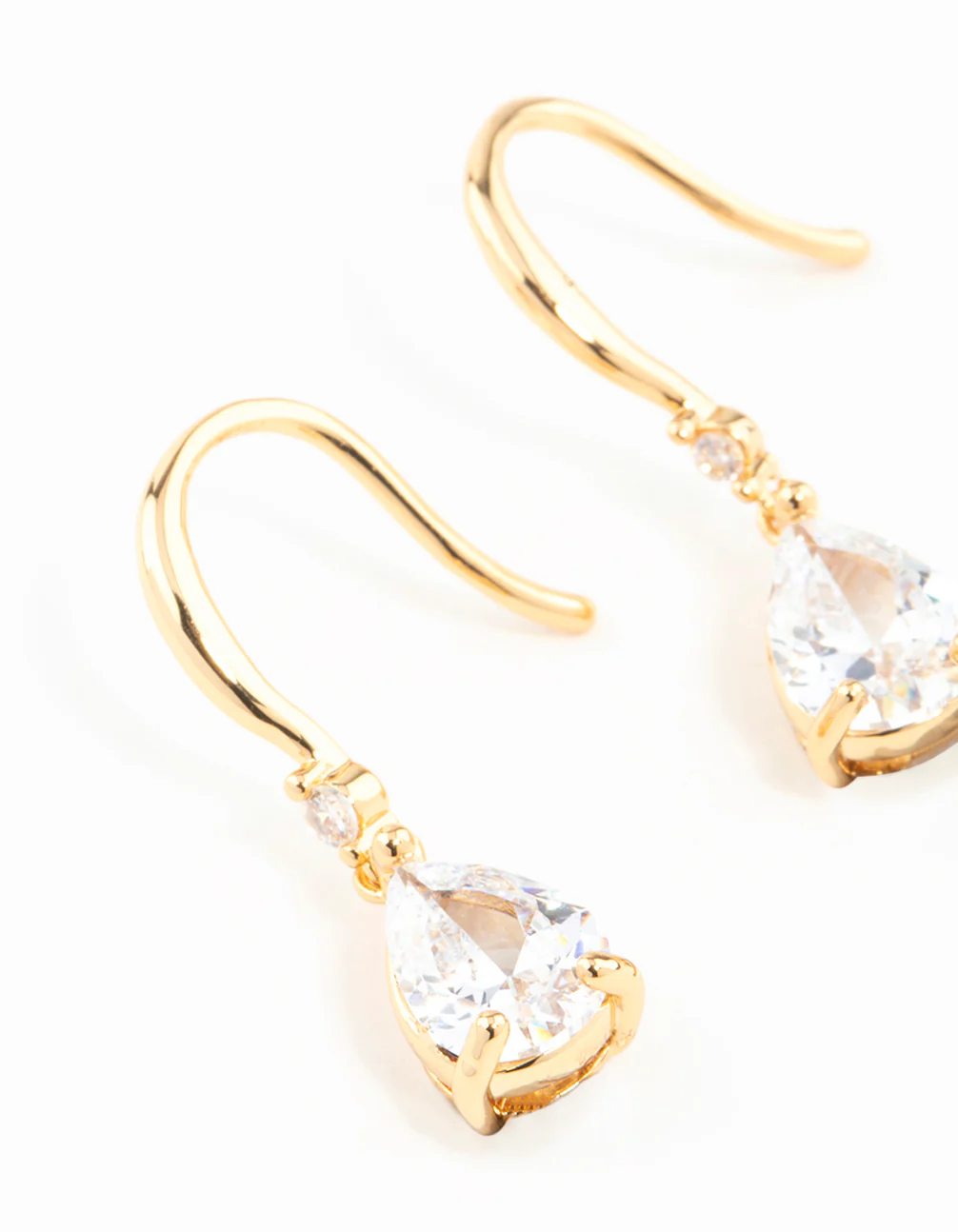 Gold Plated Pear Cut Cubic Zirconia Teardrop Earrings - Image 4