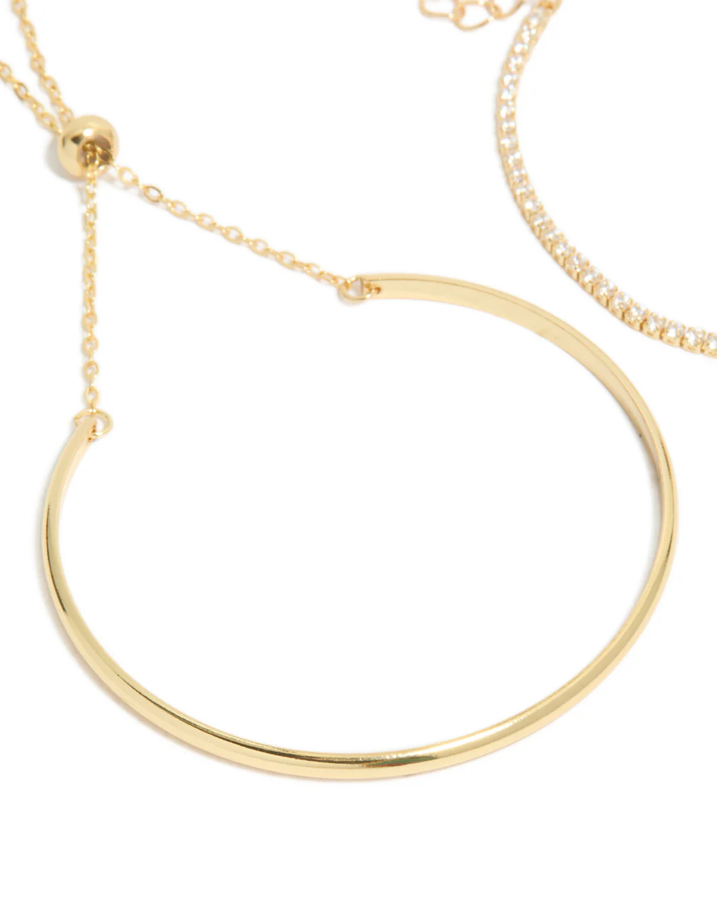 Gold Plated Cubic Zirconia Tennis & Cuff Toggle Bracelets 2-Pack - Image 4