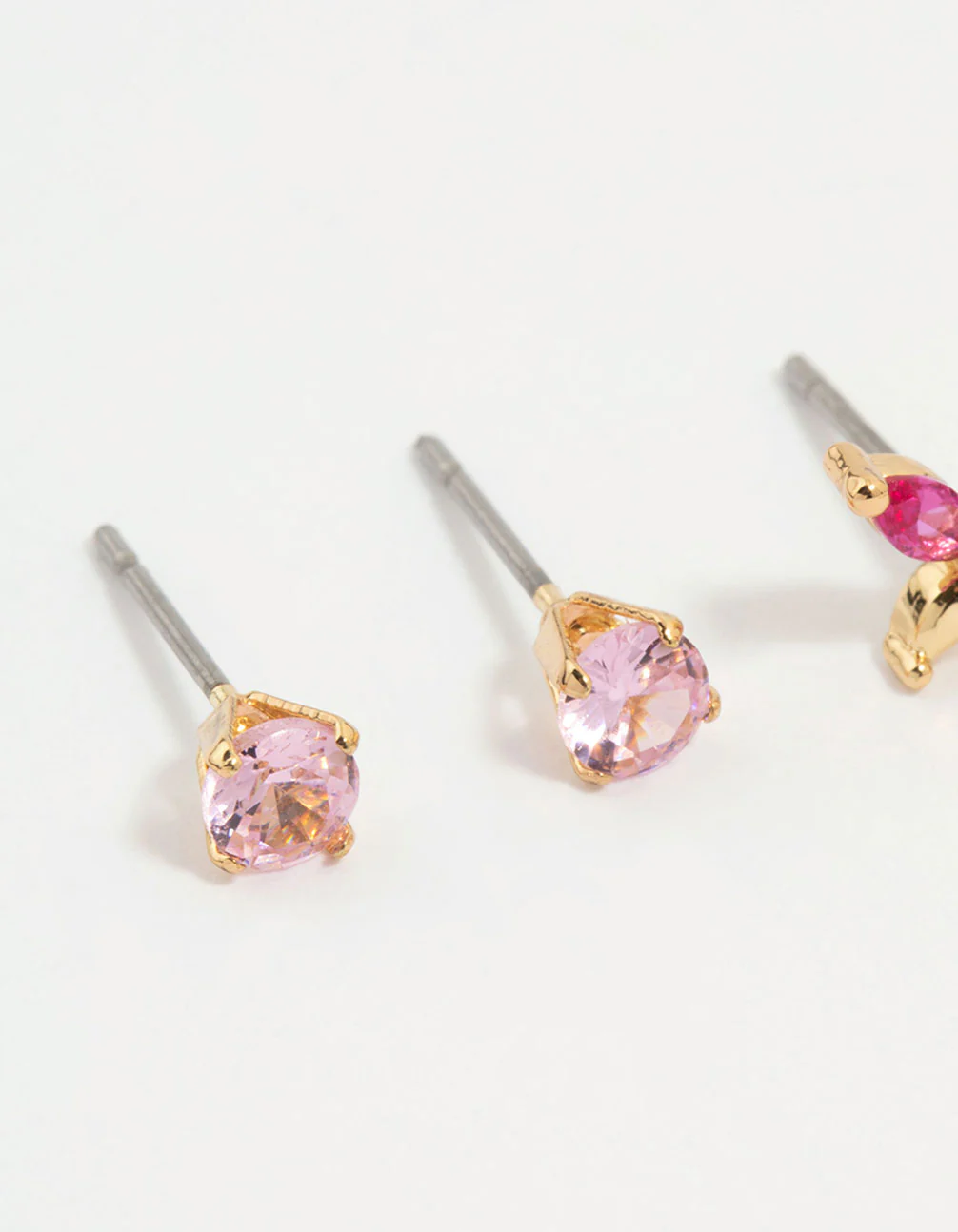 Gold Plated Cubic Zirconia Vine & Butterfly Earrings 3-Pack - Image 2
