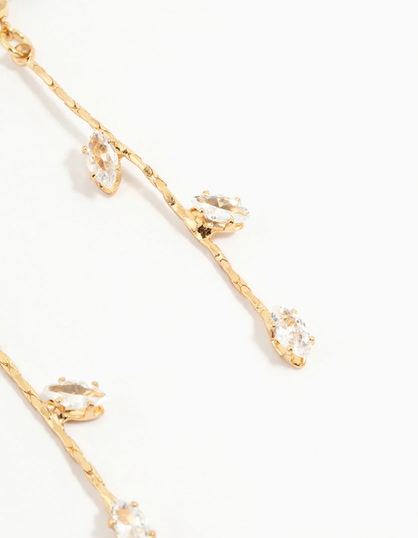 Gold Plated Cubic Zirconia Vine & Butterfly Earrings 3-Pack - Image 3