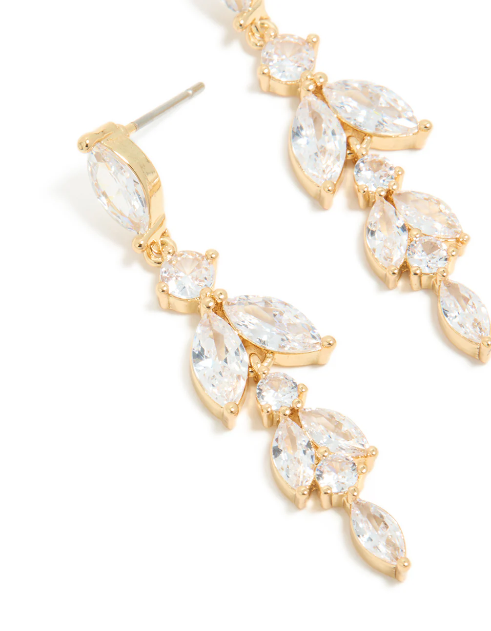 Gold Plated Cubic Zirconia Vine Medium Drop Earrings - Image 4