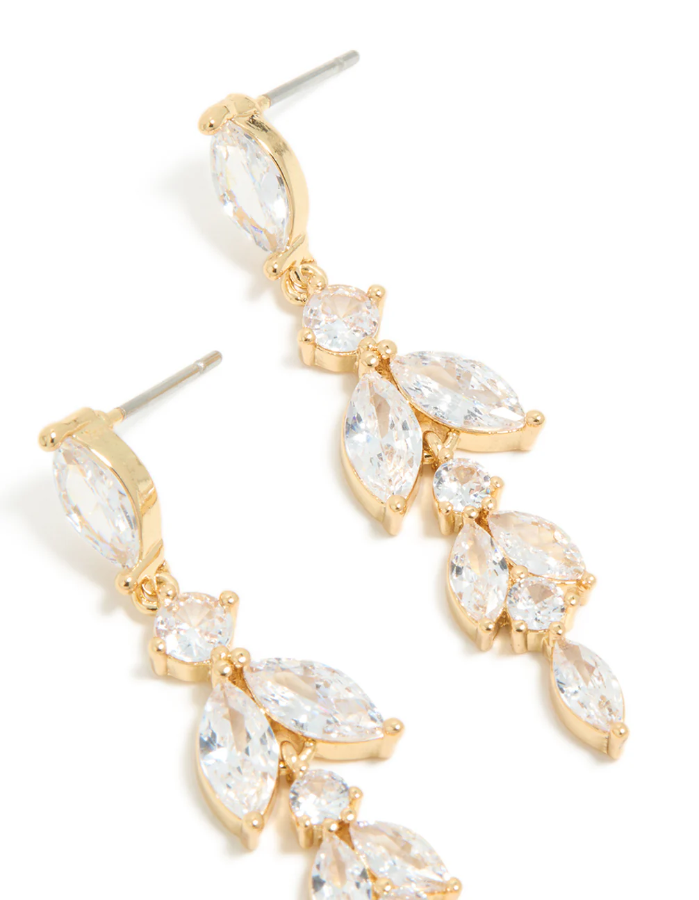 Gold Plated Cubic Zirconia Vine Medium Drop Earrings - Image 5