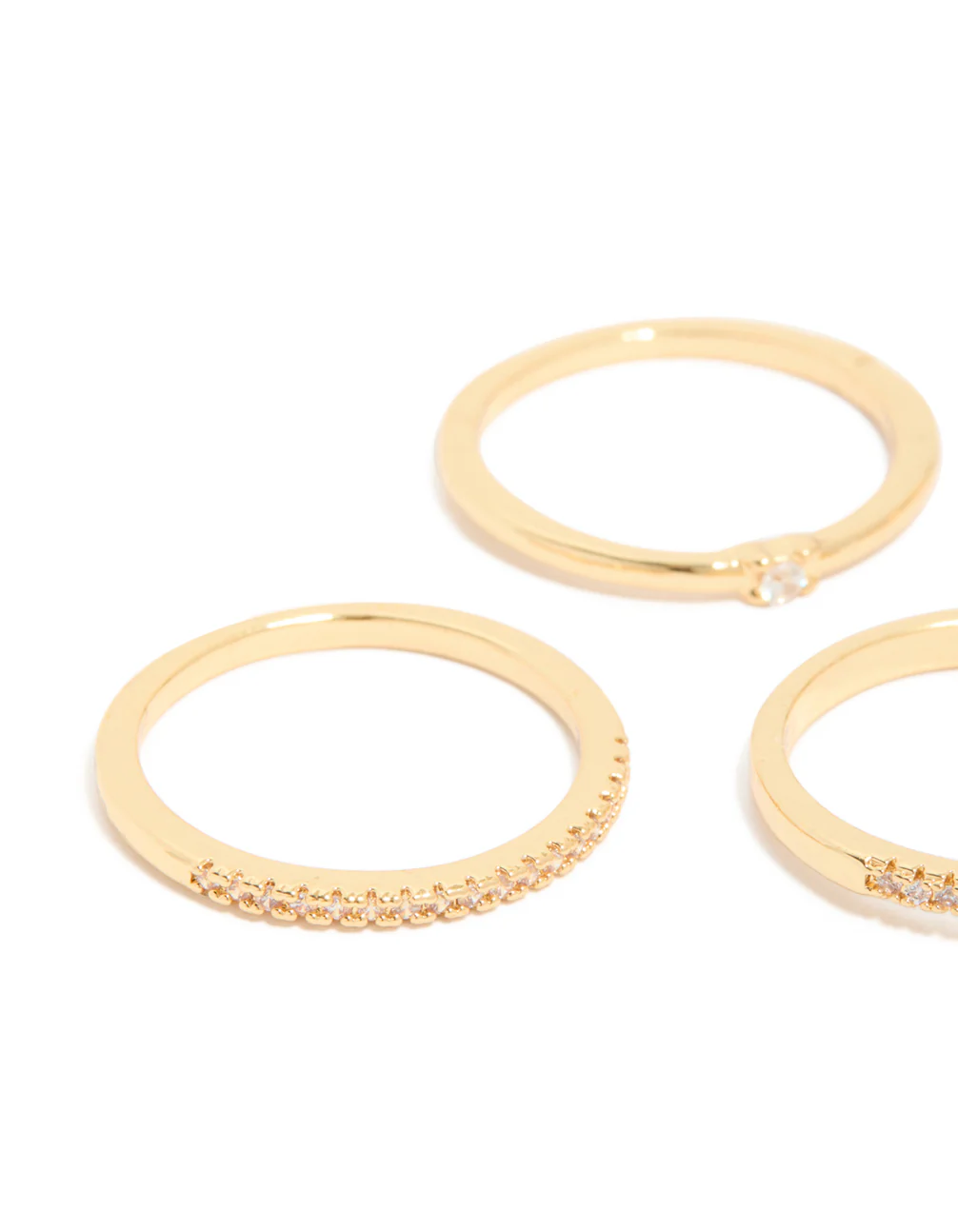 Gold Plated Cubic Zirconia & Wavy Rings 4-Pack - Image 3
