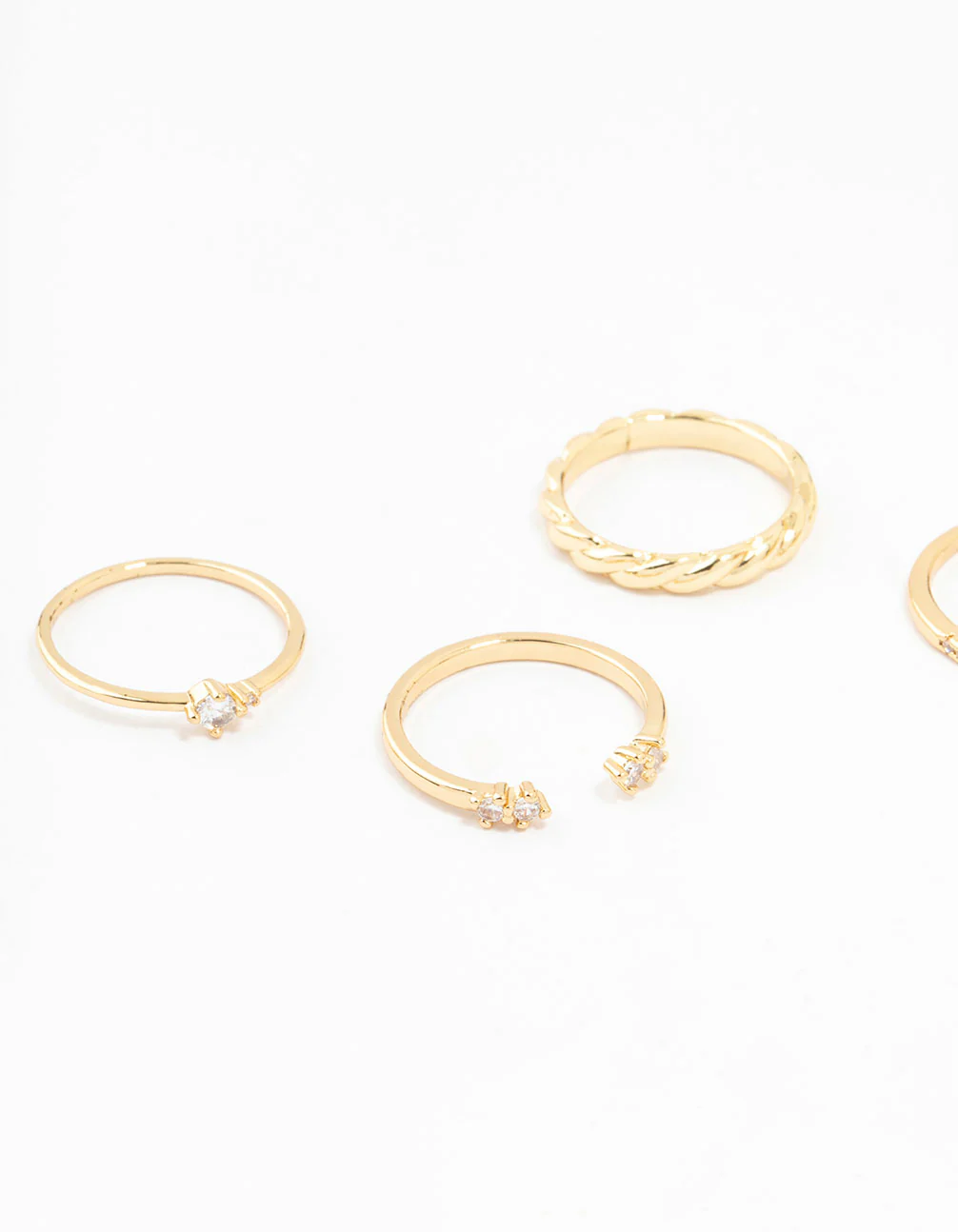 Gold Plated Dainty Diamante Rings 5-Pack - Image 9