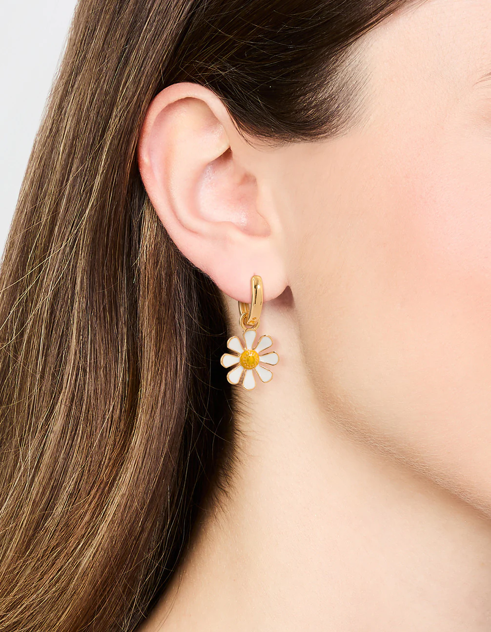 Gold Plated Daisy Huggie Earrings - Image 2