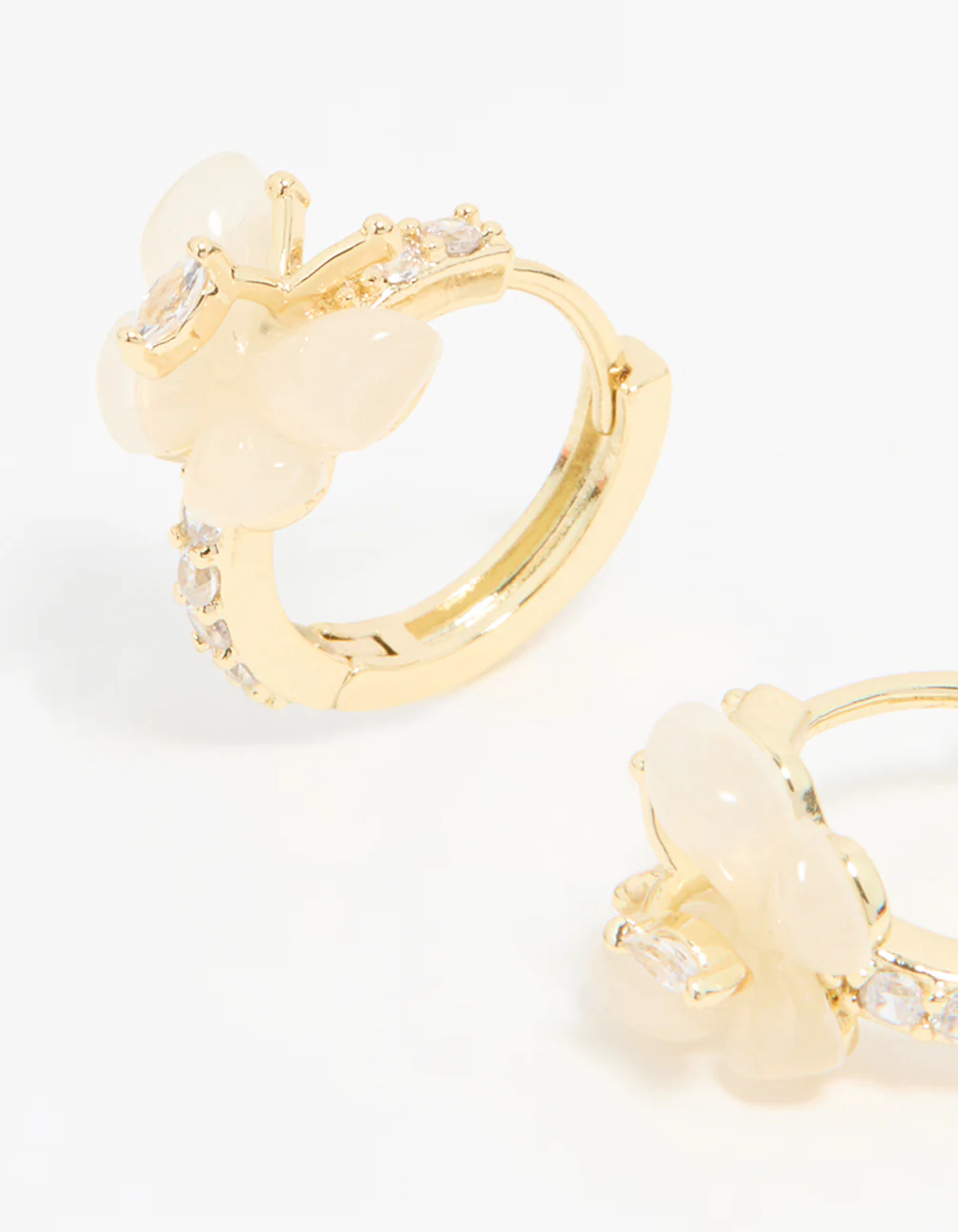 Gold Plated Diamante Butterfly Hoop Earrings - Image 4