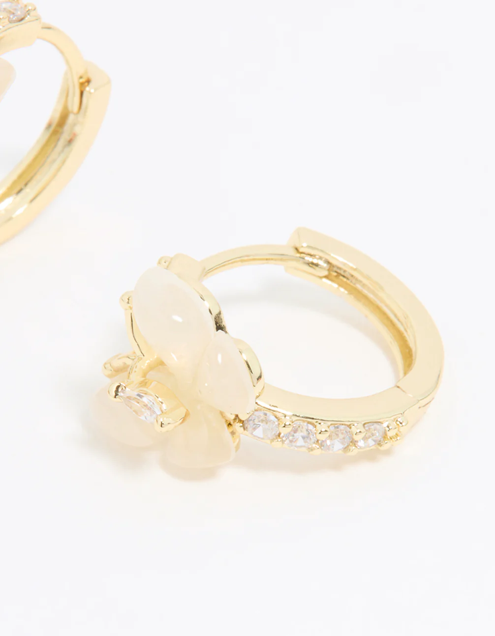 Gold Plated Diamante Butterfly Hoop Earrings - Image 5