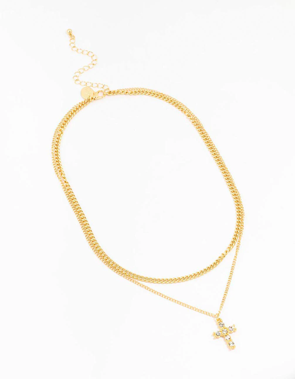Gold Plated Diamante Cross Layered Cross Pendant Necklace - Image 2