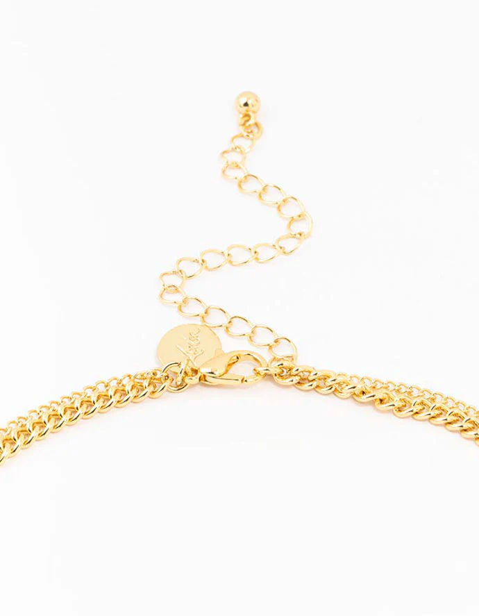 Gold Plated Diamante Cross Layered Cross Pendant Necklace - Image 3