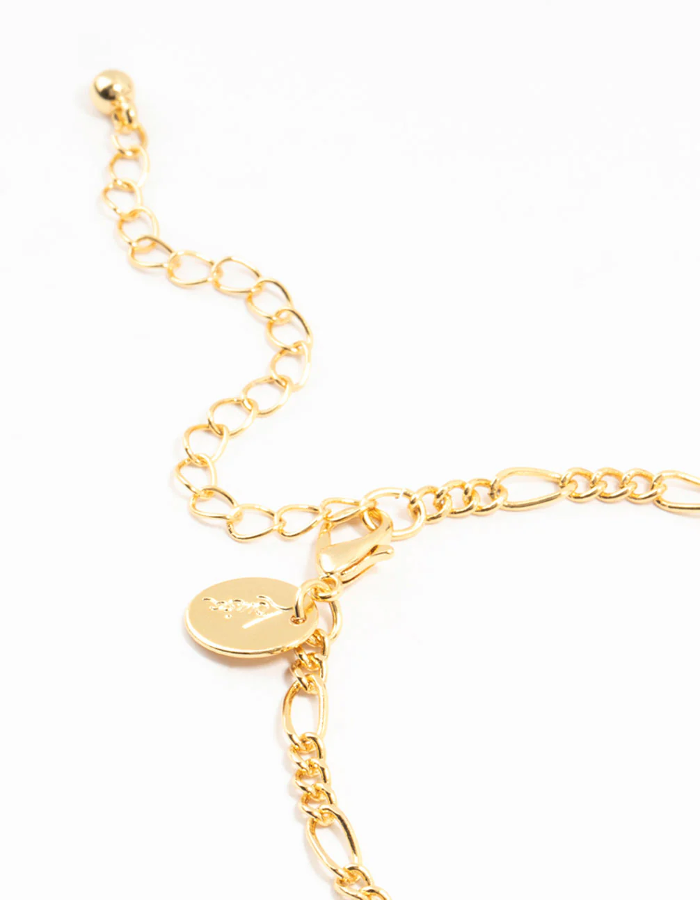 Gold Plated Diamante Heart Locket Figaro Bracelet - Image 3