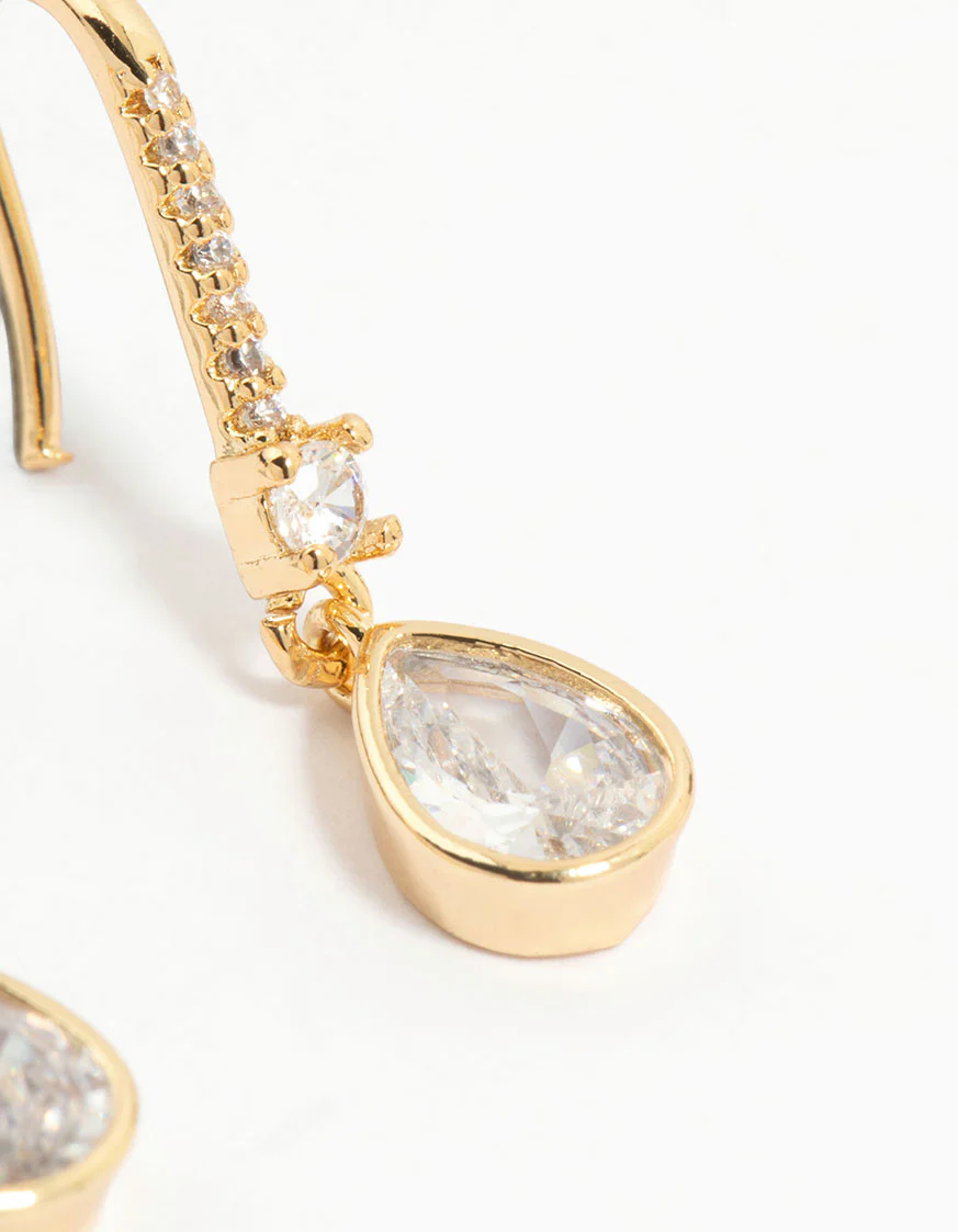 Gold Plated Diamante Pavé Hook Earrings - Image 5