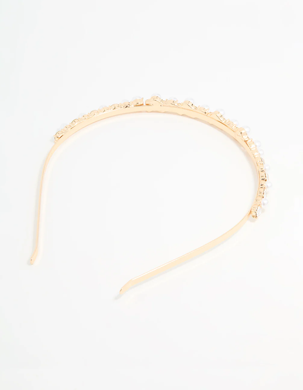 Gold Plated Diamante & Pearl Alternating Headband - Image 3