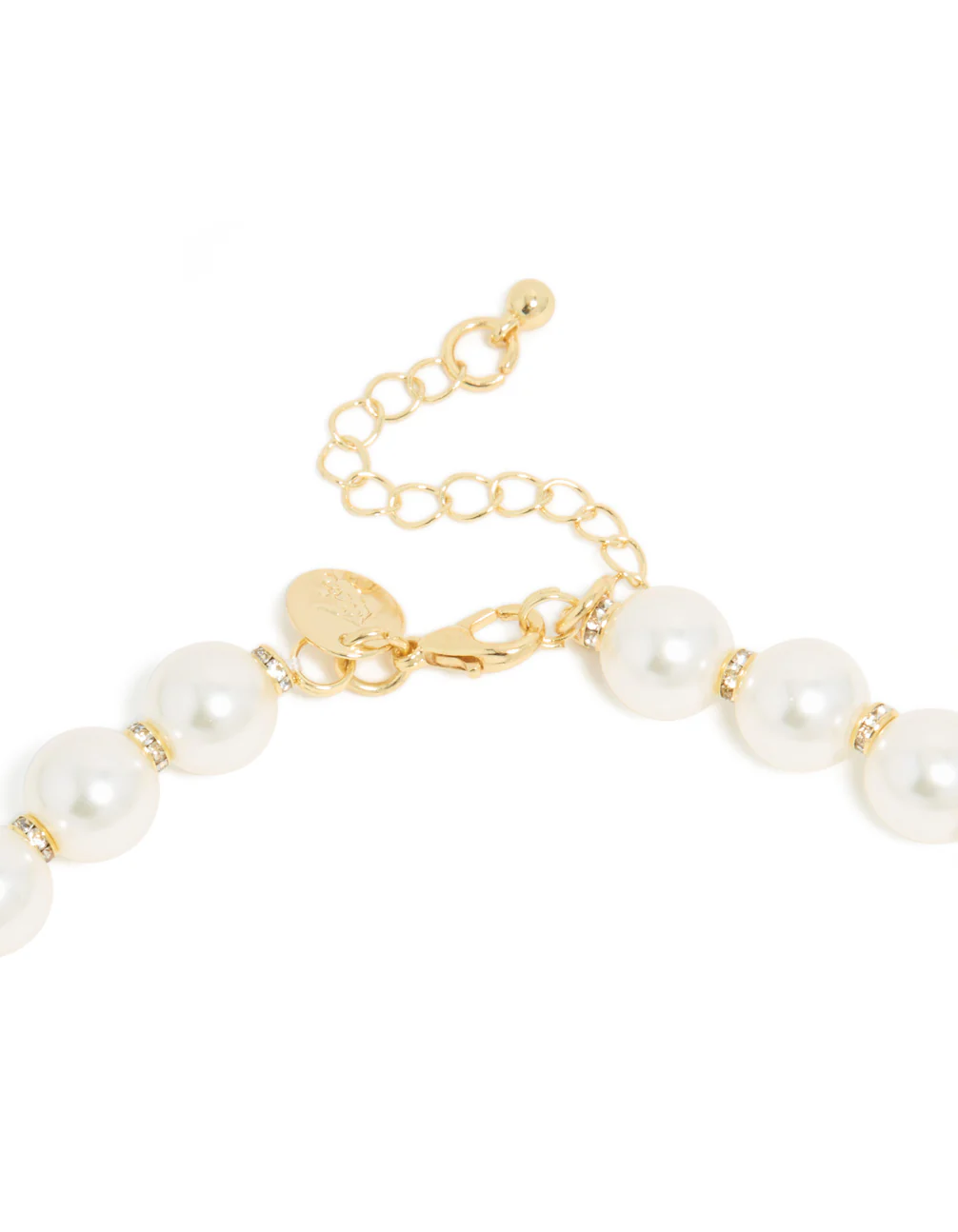 Gold Plated Diamante & Pearl Necklace - Image 4