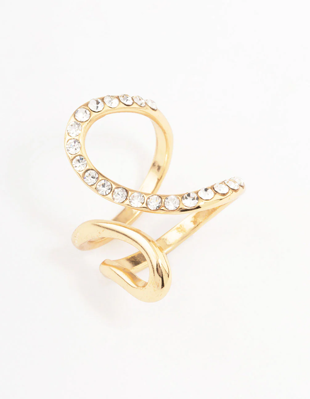 Gold Plated Diamante Trail Swirl Ring - Image 2