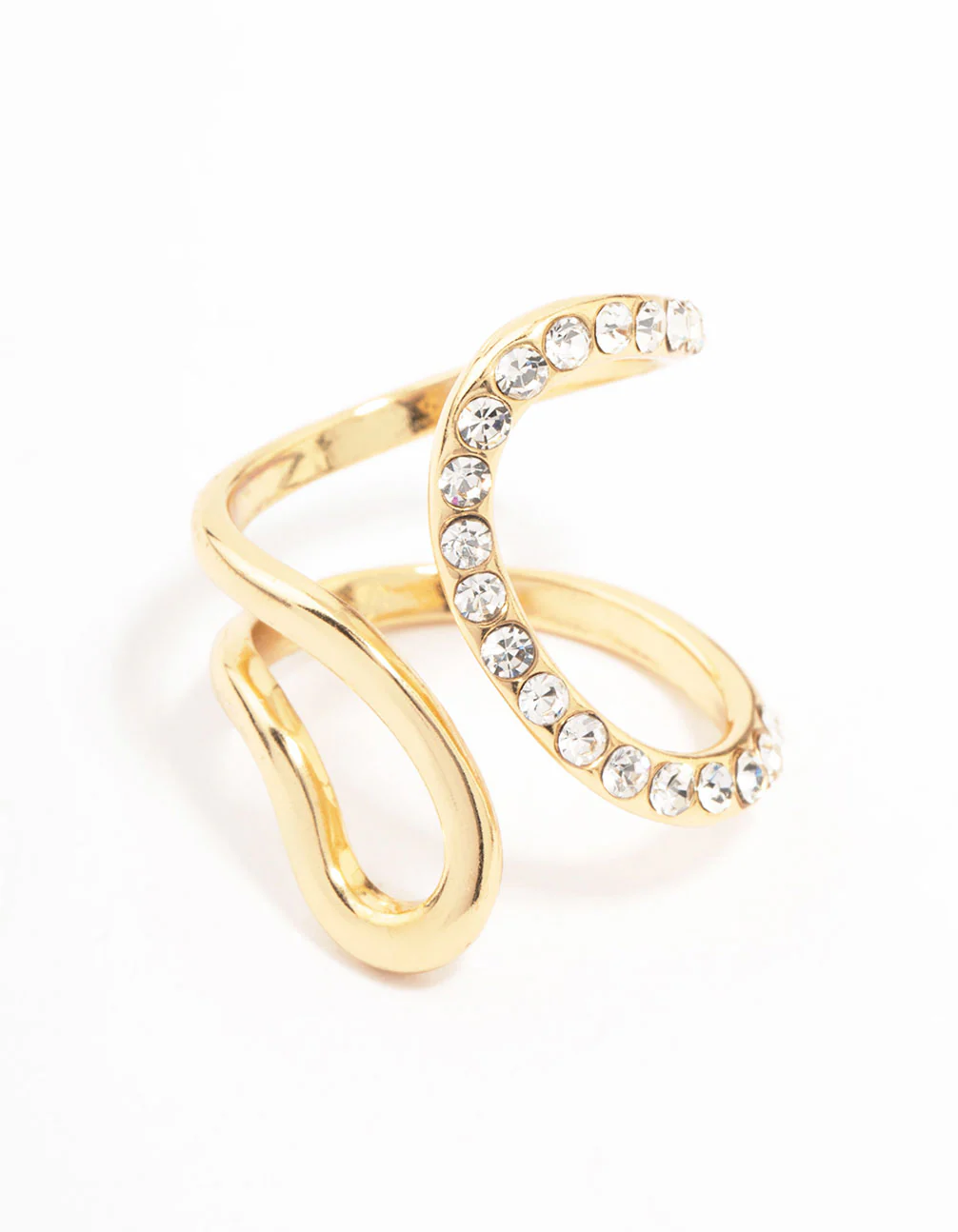 Gold Plated Diamante Trail Swirl Ring - Image 4