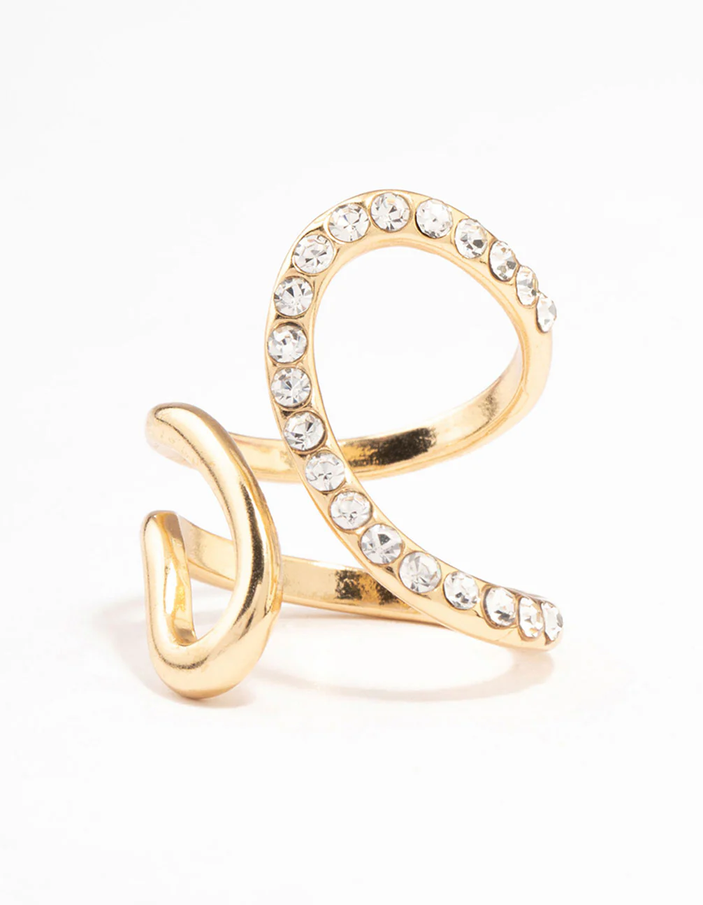 Gold Plated Diamante Trail Swirl Ring - Image 7