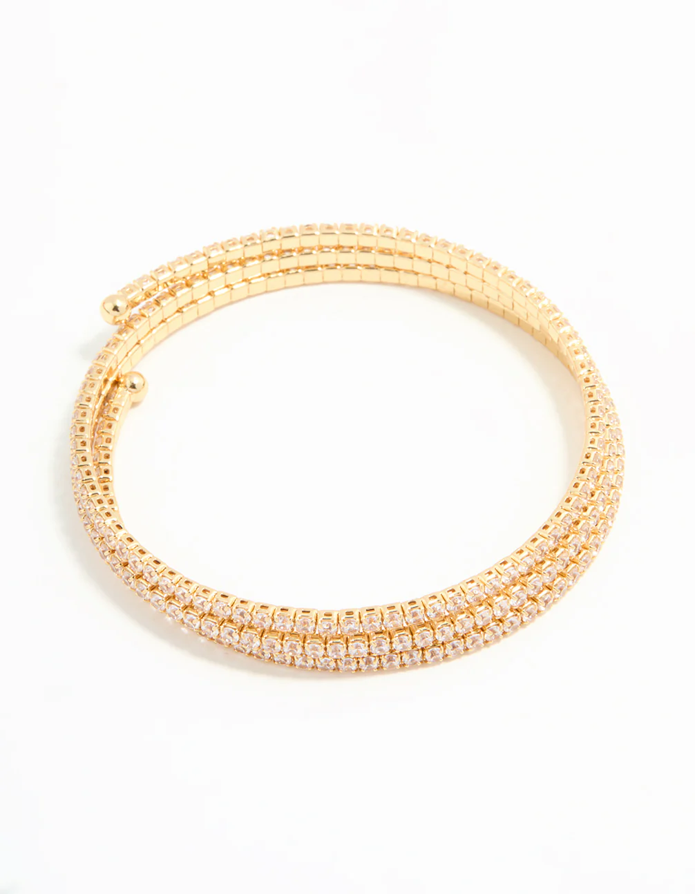 Gold Plated Diamante Triple Cupchain Wrist Cuff