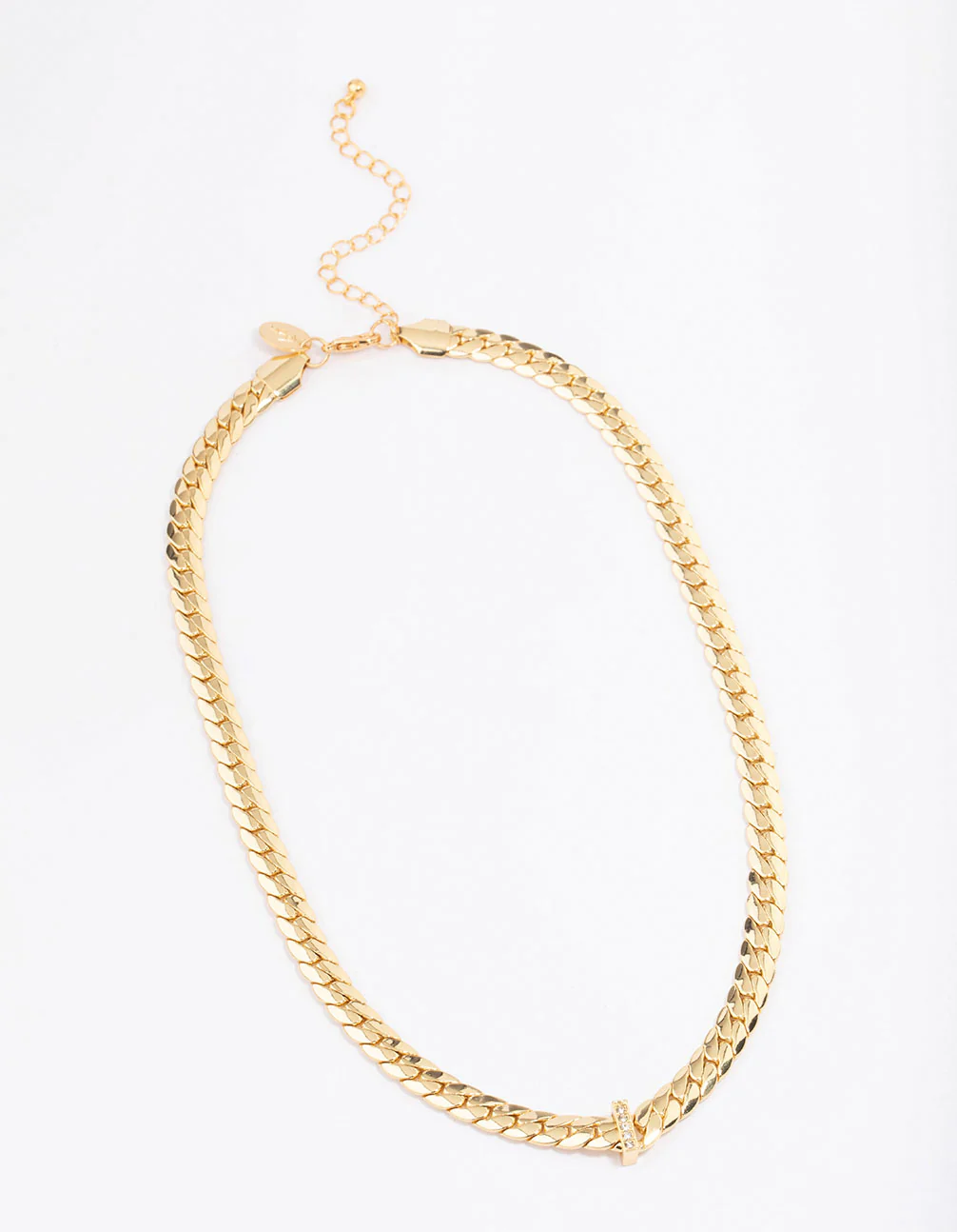 Gold Plated Diamante V Chain Necklace - Image 2
