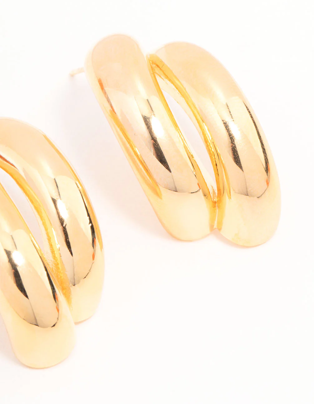Gold Plated Double Curved Stud Earrings - Image 3