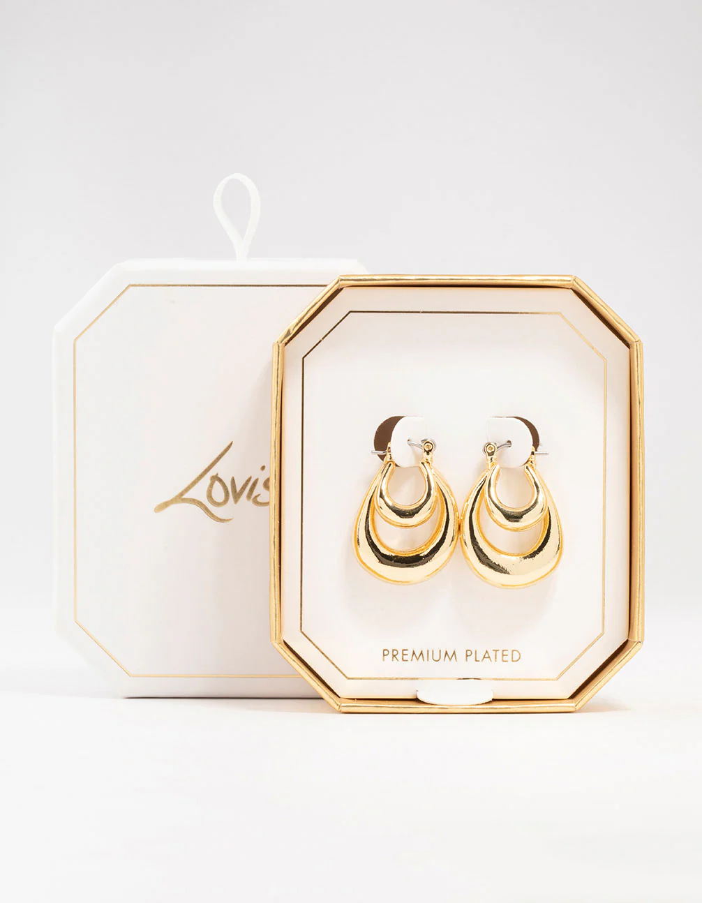 Gold Plated Double Hoop Earrings - Image 3