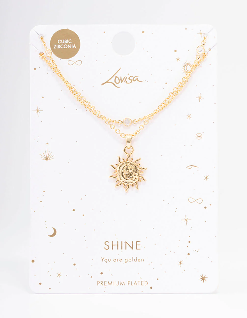 Gold Plated Double Layer Sun Necklace - Image 2