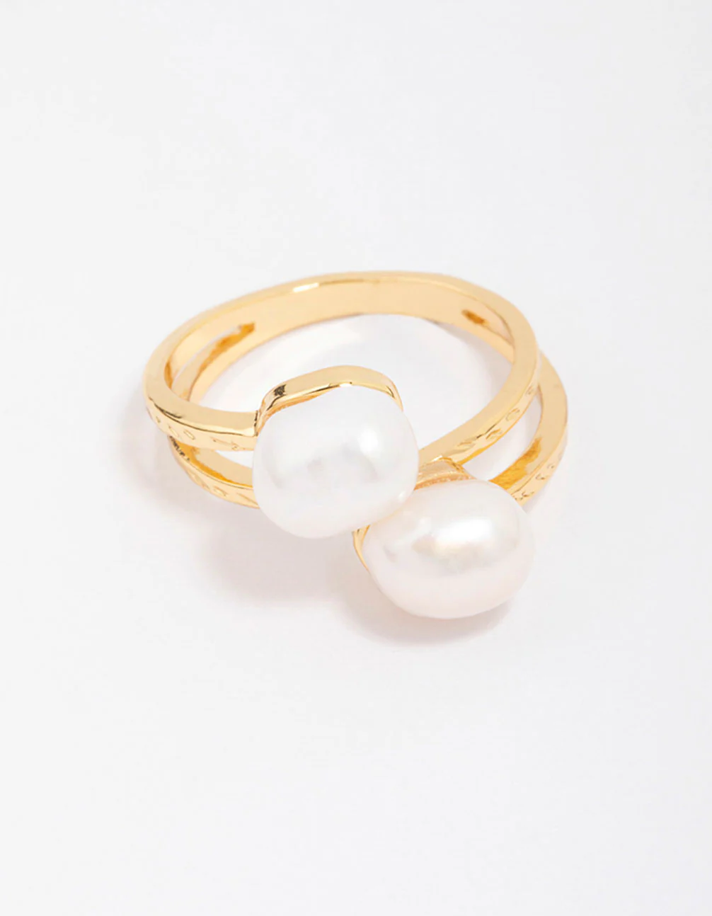 Gold Plated Double Pearl Wrapped Ring - Image 3