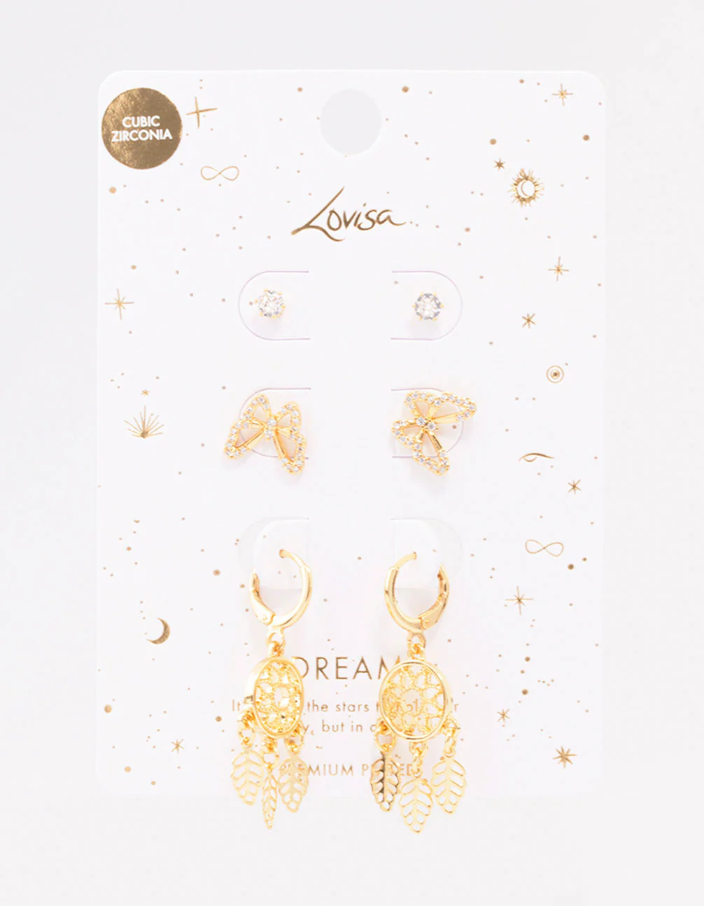 Gold Plated Dream Catcher Earring 3-Pack - Image 2