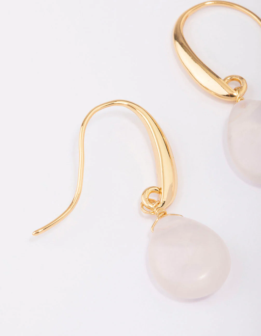 Gold Plated Droplet Rose Quartz Drop Earrings - Image 3
