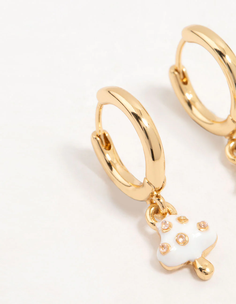 Gold Plated Enamel Mushroom Huggie Earrings - Image 4