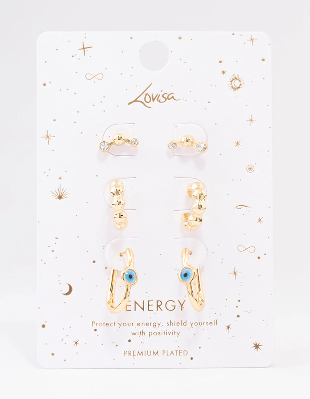 Gold Plated Evil Eye Hoop Earring 3-Pack - Image 2