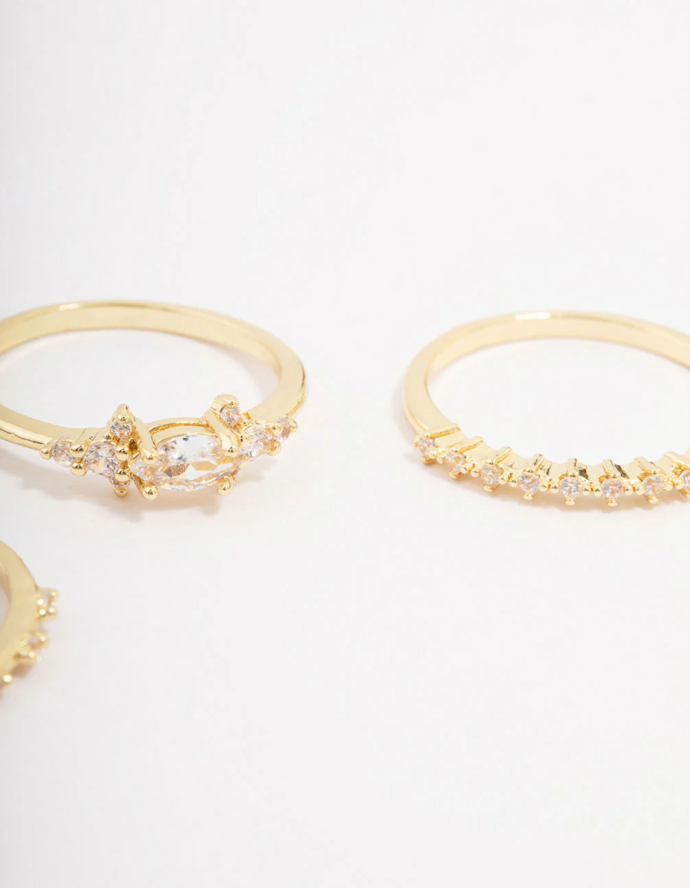 Fine Gold Plated Marquise Stacking Rings 3-Pack - Image 3