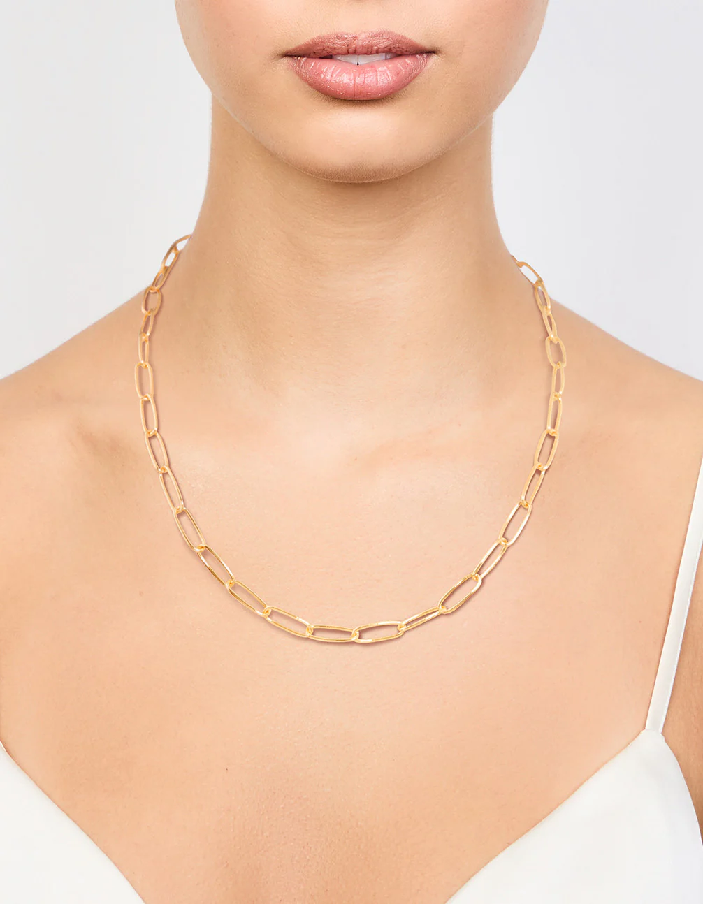 Gold Plated Fine Oval Link Necklace - Image 2